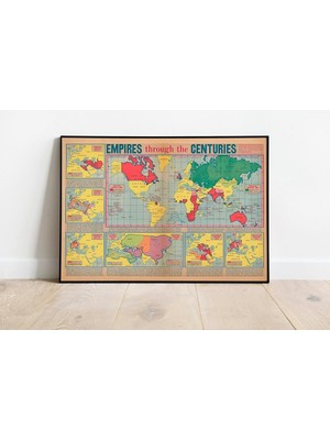 Pegziz PGZZNM2471 Dünya Imparatorluklar Tarihi Haritası Sanatsal Duvar Dekorasyon Poster 60X90CM