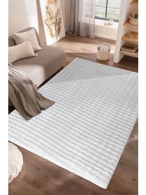 Die Grup Kaymaz Tabanlı Soft White Bubble Peluş Halı, 80X150 cm