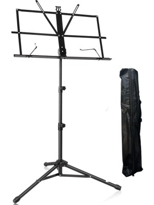 Die Grup Profesyonel Metal Nota Sehpası, Elektrostatik Toz Boyalı Metal Alaşım, Mat Siyah, Katlanabilir, Tripod