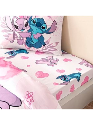 Die Grup Tek Kişilik Çok Renkli Pamuk Nevresim Takımı, Lilo & Stitch Temalı