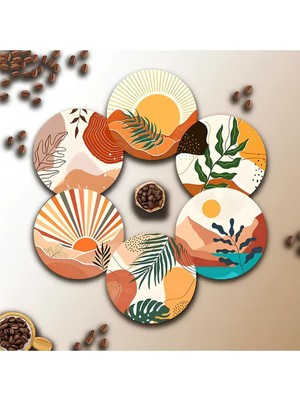 Kututr 6'li Ahşap Bardak Altlığı BRD-004