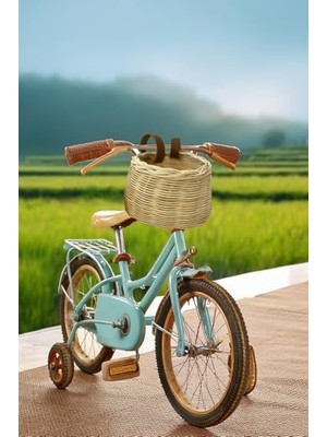 Die Grup Çıtçıtlı Askı Detaylı El Yapımı Rattan Sepet - Bisiklet & Scooter Sepeti