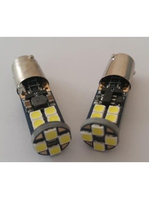 Die Grup 2 Adet H21W Beyaz LED Ampul, 12 Ledli BAY9S Tasarım