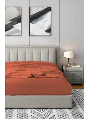 Die Grup Kiremit Renk 120 x 200 cm Pamuklu Tek Kişilik Lastikli Çarşaf