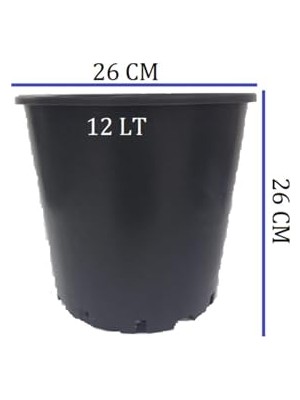 Die Grup Üretim Saksısı 1 Adet 26X26 cm 12 Lt Plastik Saksı Siyah Üretim Saksı Bitki Saksısı