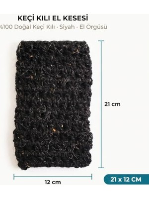 Die Grup %100 Doğal Keçi Kılı Banyo Kesesi, El Dokuması Vücut Lifi, Batık ve Ölü Deri Karşıtı Peeling Lifi (Siyah)