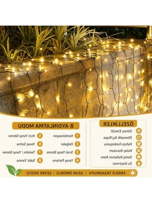 Die Grup Güneş Enerjili LED Bahçe Işığı, 12 Metre Uzunlukta 100 LED