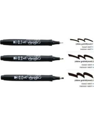 Die Grup Kaligrafi Kalemi, Siyah 3'lü Takım 1.0-2.0-3.0 mm