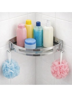 Die Grup Paslanmaz Çelik Banyo Köşe Rafı, 23X23 cm Şampuanlık Alanı ile Pratik Kullanım