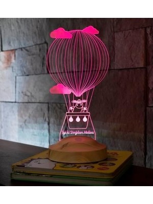 SBN - Store Kuzulu ve Balonlu LED Lamba - Çocuğa Doğum Günü Hediyesi, Isimli Bebek Odası Dekoru, Çocuk Odası Için Kişiye Özel Hediye