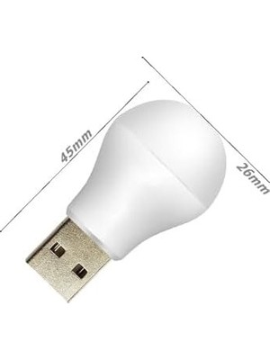 SBN - Store 2 Adet USB LED Işık, 1W Ekonomik Tasarruflu, Gece Aydınlatma, Powerbank ile Seyyar Kullanım, USB Tip Yuvarlak Mini Boyut LED Işık Aydınlatma