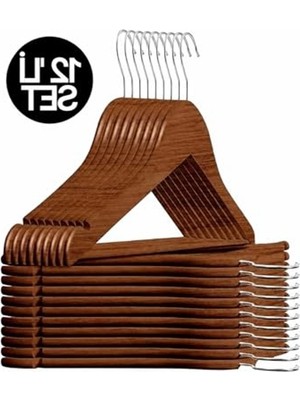 Die Grup Ahşap Görünümlü Plastik Elbise Askısı, 12 Adet ile Şık ve Kullanışlı