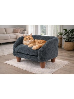Die Grup Yumuşak Kedi Yatağı, Peluş Koltuk, Antresit Renk