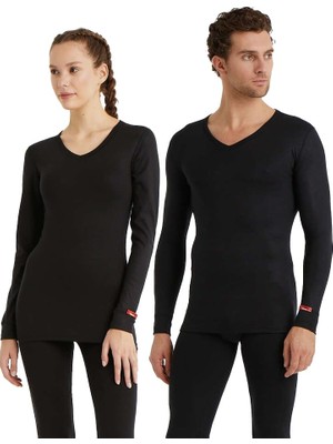 Die Grup Blackspade Unisex Termal Üst Içlik V-Yaka 1257 (Siyah, L)