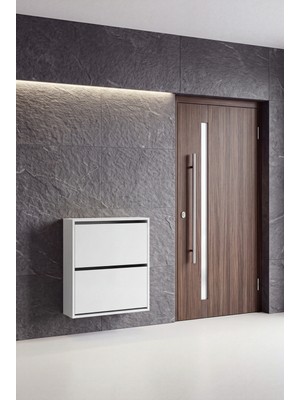 Sarmobi 2 Kapaklı Duvara Monte Düşer Kapak Ayakkabılık Y:76 D:24 G:70 / Beyaz