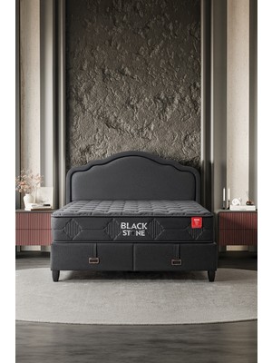 Mekan Yatak Black Stone Çift Kişilik Sandıklı Baza Başlık ve Yatak 3'lü Set