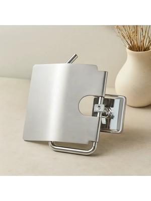 Mabelme Store Geniş Kapaklı Metal Wc Kağıtlığı (Yapışkanlı Montaj)