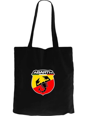 Z zepplin Abarth Logo Siyah Fermuarlı Bez Çanta Gabardin