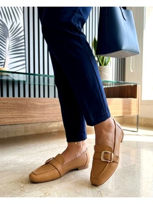 Pynare Kadın Deri  Yandan Tokalı Loafer