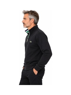 Lacoste Fermuar Yaka  Siyah Regular Fit Uzun Kol
