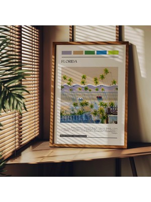 Travel Art Çerçevesiz Poster, Modern Dekoratif Çerçevesiz Poster, Tablo, Florida, 21 x 30