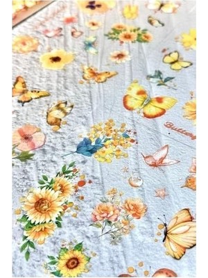 SBN - Store Kolbi 4 Sayfa 70 Adet Şeffaf Sarı Kelebek Çiçek Bullet Journal Laptop Ajanda Planlayıcı