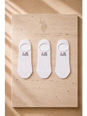 U.s. Polo Assn. 3’lü Beyaz Sneaker Çorap Günlük Kullanım
