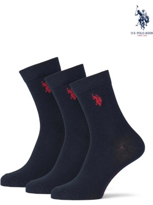 U.s. Polo Assn. 3 Çift Lacivert Polo Desenli Erkek Soket Çorap – Pamuklu Günlük Klasik Çorap Seti