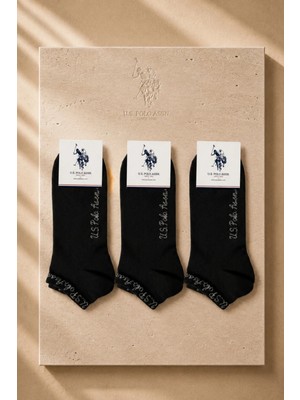 U.s. Polo Assn. 3’lü Pamuklu Siyah Patik Çorap