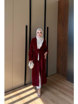 Düşük Omuzlu Kuşaklı Uzun Dokulu Hırka