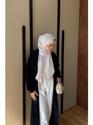 Düşük Omuzlu Kuşaklı Uzun Dokulu Hırka