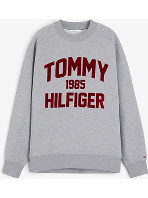 Tommy Hilfiger Varsıty Flock Rlxd Swt Kadın Gri Sweatshirt - WW0WW51651