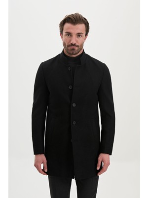 MCR Düz Slim Fit Hakim Yaka Erkek Kaşe Kaban