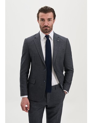 MCR Ekoseli Slim Fit Mono Yaka Yeleksiz Erkek Takım Elbise