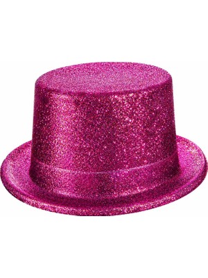 SBN - Store Fuşya Simli Glitter Silindir Parti Şapkası