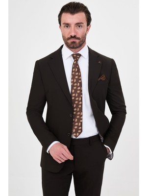 MCR Düz Slim Fit Mono Yaka Yeleksiz Yün Karışımlı Erkek Takım Elbise