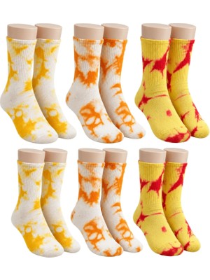 SBN - Store Unisex Batik Desenli Çorap 6'lı Set Pamuklu Renkli Uzun Soket Dikişsiz Nefes Alan Günlük Spor Çorabı