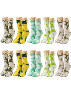 SBN - Store Unisex Batik Desenli Çorap 10'lu Set Pamuklu Renkli Uzun Soket Dikişsiz Nefes Alan Günlük Spor Çorabı