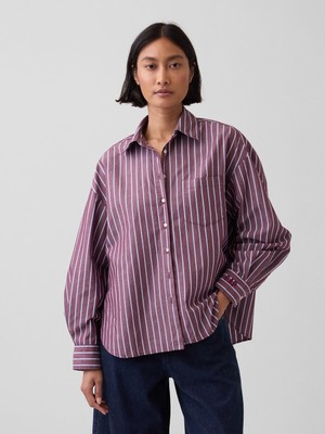Gap Kadın Mor Oversized  Poplin Gömlek