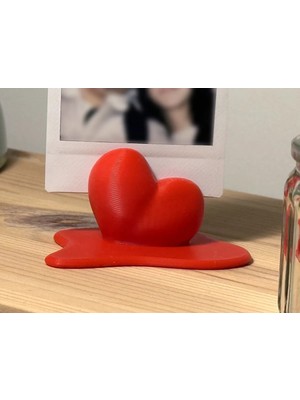 SBN - Store 3D Baskı Eriyen Kalp Fotoğraf Tutucu Anlık Fotoğraf Standı Kalp Formlu Masaüstü Fotoğraf Tutacağı Kırmızı