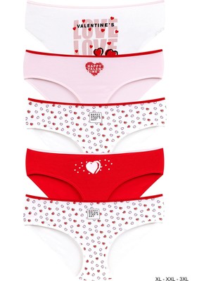 Dominant Kadın Çamaşır Pamuklu Renkli Konsept Baskılı Batu  Külot 5'li Paket (Xl-Xxl-3xl)