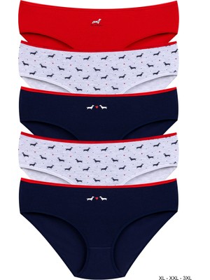 Dominant Kadın Çamaşır Pamuklu Renkli Konsept Baskılı Batu  Külot 5'li Paket (Xl-Xxl-3xl)
