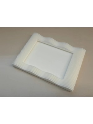 SBN - Store 3D Baskı Dalgalı Çizgili Mini Fotoğraf Çerçevesi Masaüstü ve Buzdolabı Magnetli Çerçeve Beyaz