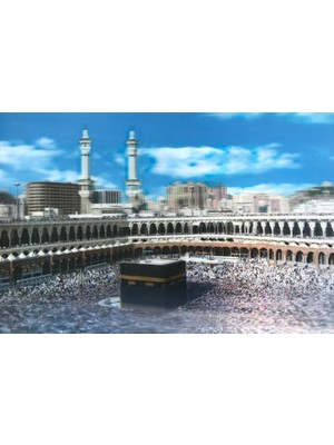 Hobilinka 3 Boyutlu Resim Ekstra Çözünürlüğe Sahip Kabe Resmi Mekke Tablosu 40X60 cm