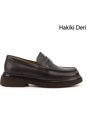 Gönderi(r) Erkek Kahve Antik  Hakiki Deri Loafer Ayakkabı
