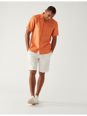 Marks & Spencer Regular Fit Kısa Kollu Keten Gömlek