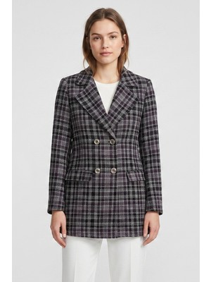 Kruvaze Kapama Tüvit Dokulu Oversize Blazer Ceket