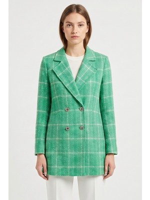 Kruvaze Kapama Tüvit Dokulu Oversize Blazer Ceket