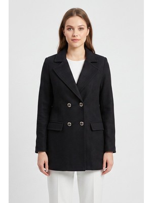 Kruvaze Kapama Tüvit Dokulu Oversize Blazer Ceket