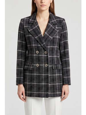 Kruvaze Kapama Tüvit Dokulu Oversize Blazer Ceket